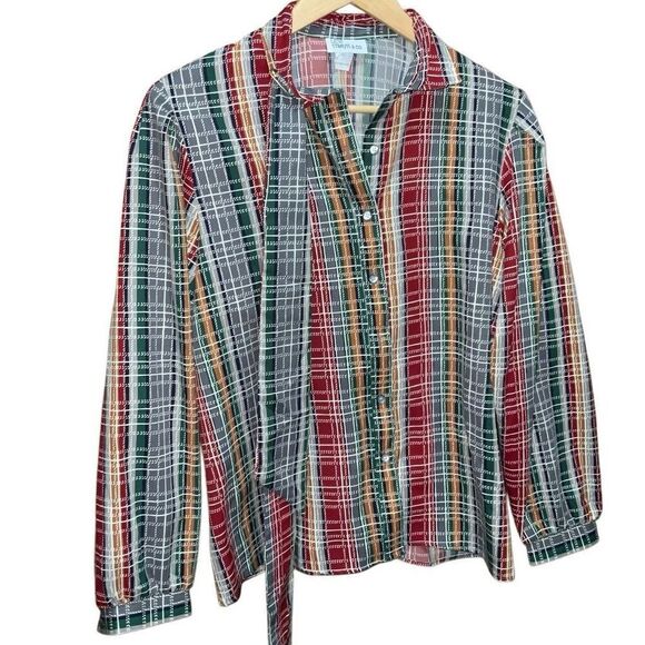 Vintage Levi Strauss Satin Plaid Blouse - Picture 3 of 5